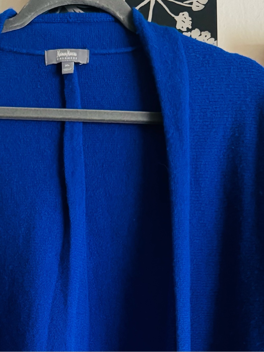 Neiman Marcus Cashmere Royal Blue Open-Front Cardigan Sweater - Picture 6 of 8